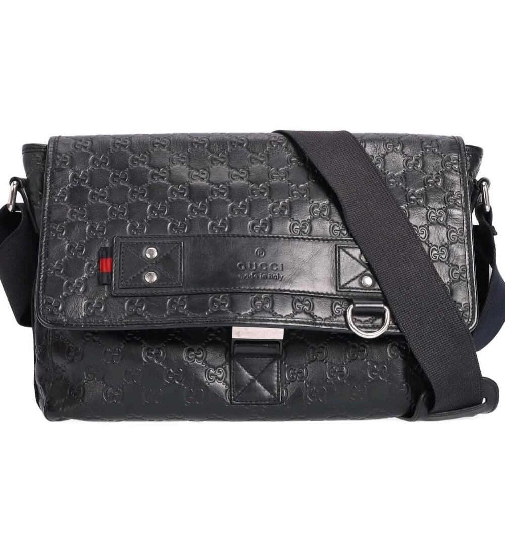 Gucci Black Guccissima Leather Medium Messenger Bag (Model 246067)